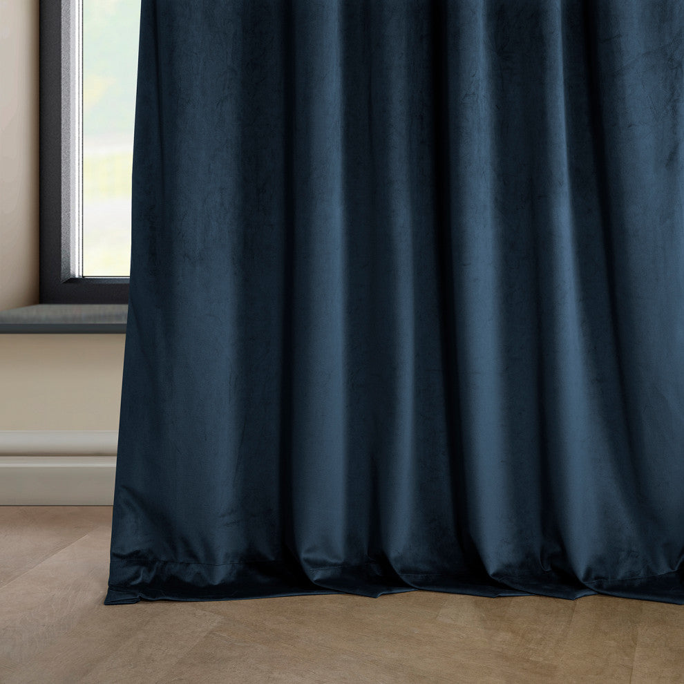 Heritage Plush Velvet Curtain Single Panel, Eternal Blue, 50"x108"