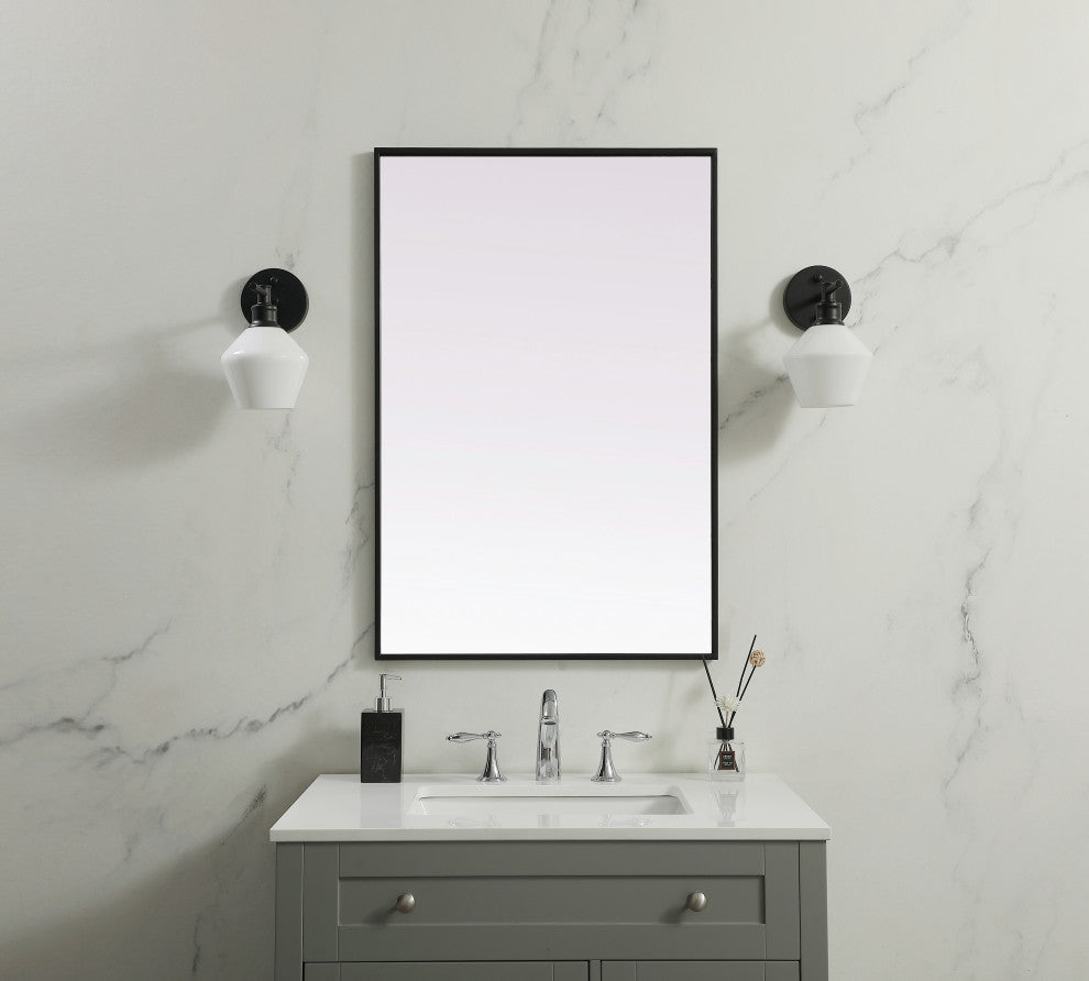 Metal Frame Rectangle Mirror 24X36 Inch, Black