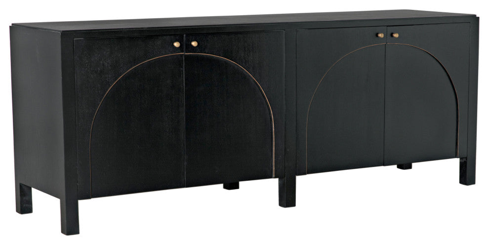NOIR Furniture Weston Sideboard, Hand Rubbed Black With Light Brown Trim GCO