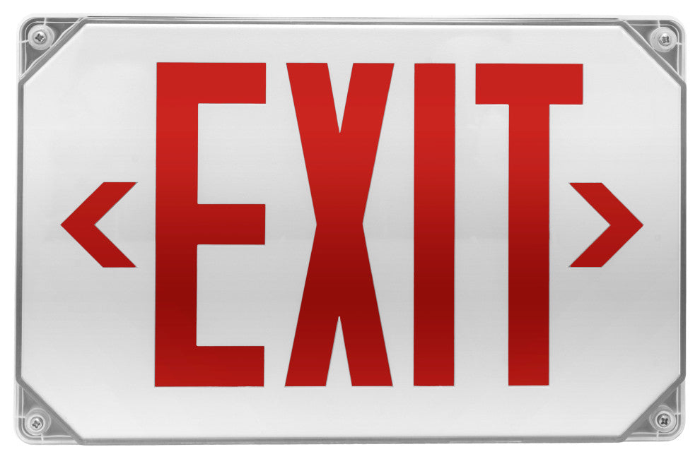 EXL5 Series LED Outdoor Emergency Exit Sign, Red Lettering