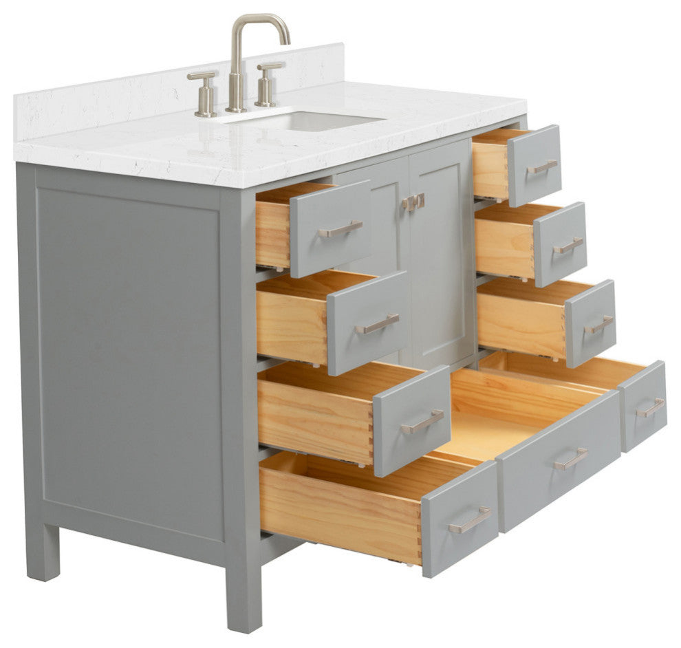 Ariel Cambridge 54" Single Rectangle Sink Vanity, Carrara Quartz