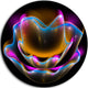 Colorful Fractal Flower In Dark, Floral Abstract Round Artwork, 23"