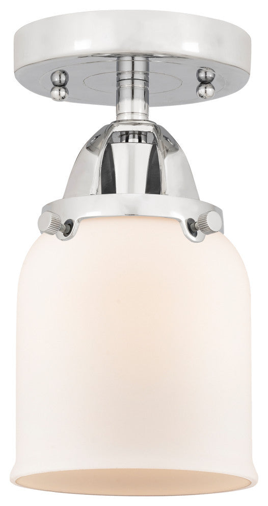 Small Bell Semi-Flush Mount, Polished Chrome, Matte White, Matte White