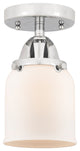 Small Bell Semi-Flush Mount, Polished Chrome, Matte White, Matte White