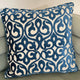 Plutus Velvety French Medallion Blue and Off White Geometric Luxury Throw Pillow, Double Sided  22"x22"