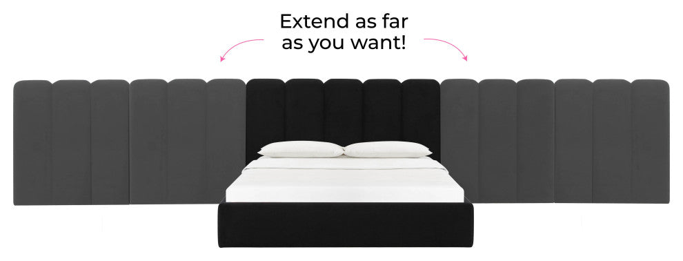 Palani Black Velvet King Bed - Black