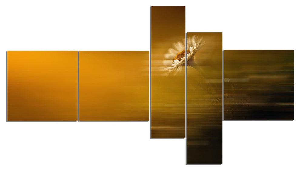 Motion Blurred Wild Flower Impression, Floral Canvas Print, 60"x32", 5 panels
