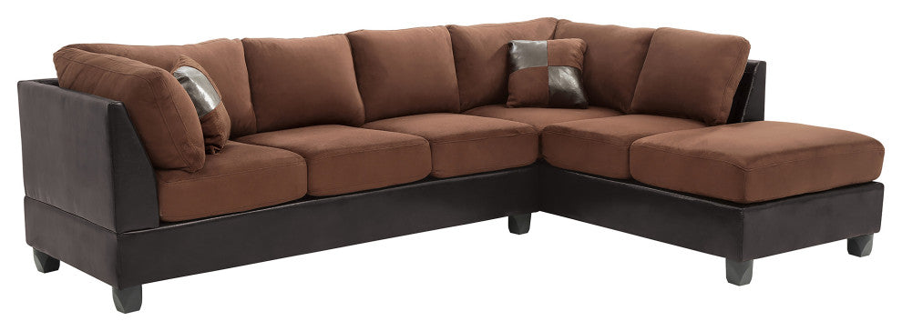 Pounder 111" W 2 Piece Velvet L Shape Sectional Sofa, Chocolate