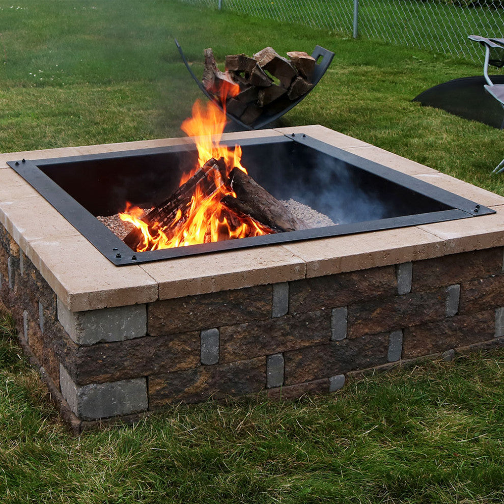 Sunnydaze Square Heavy-Duty Fire Pit Rim Liner, 36" Square Inside Dimension