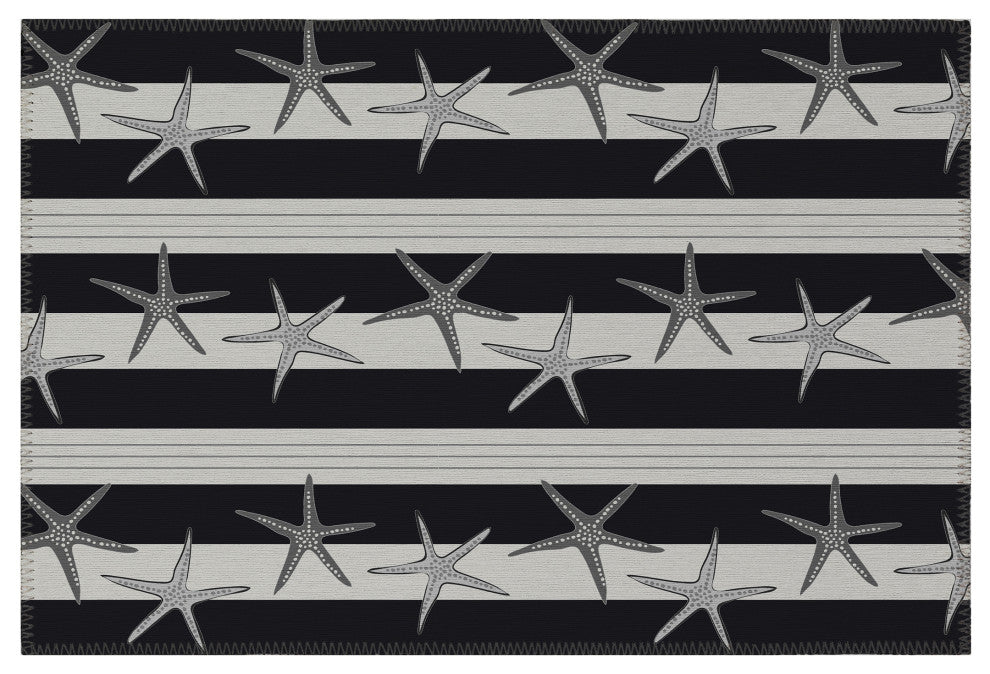Indoor/Outdoor Seabreeze SZ12 Black Machine Washable 1'8" x 2'6" Rug