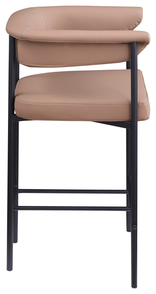 Malin Upholstered Counter Stool, Set of 2, Tan, Vegan Leather
