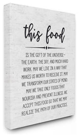 This Food Prayer Subtle Birch Typography Stretched Canvas Wall Art, 16"x20"