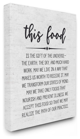 This Food Prayer Subtle Birch Typography Stretched Canvas Wall Art, 16"x20"