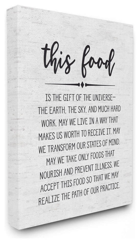 This Food Prayer Subtle Birch Typography Stretched Canvas Wall Art, 16"x20"