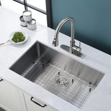 27" x 18" Stainless Steel Undermount Kitchen Sink with Grid and Strainer