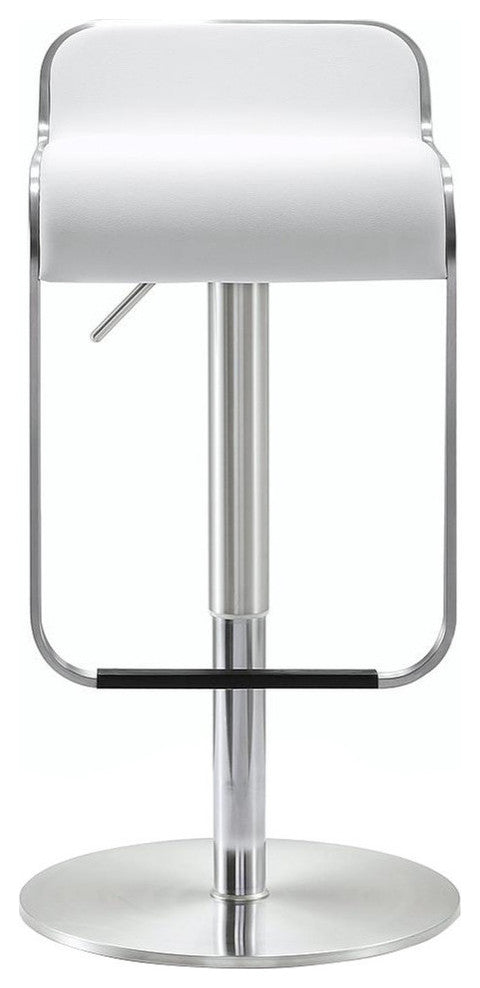 TOV Furniture Napoli White Stainless Steel Adjustable Barstool