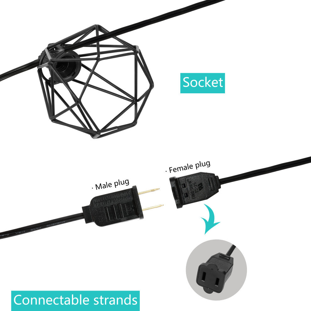 10-Light Indoor/Outdoor 10' Contemporary G40 String Lights, Black