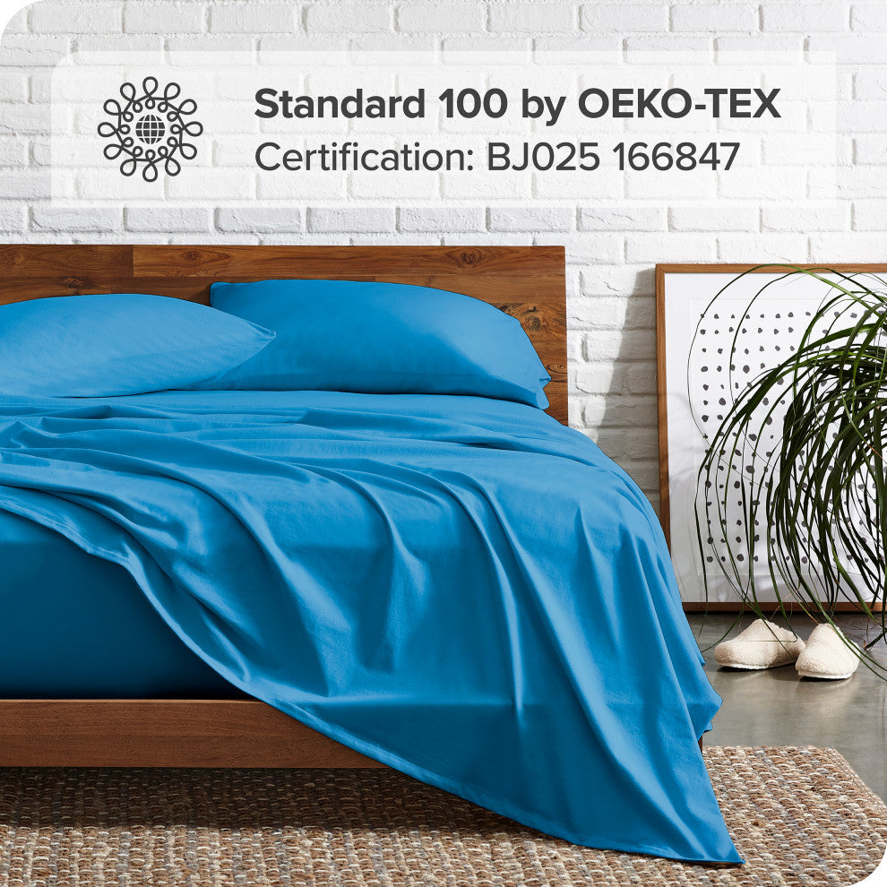 Bare Home 1800 Microfiber Sheet Set, Medium Blue, Queen