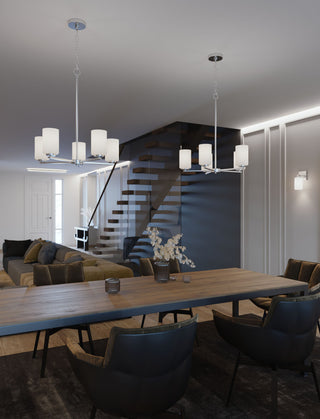 Leo 5-Light Med Base Chandelier, Satin Nickel