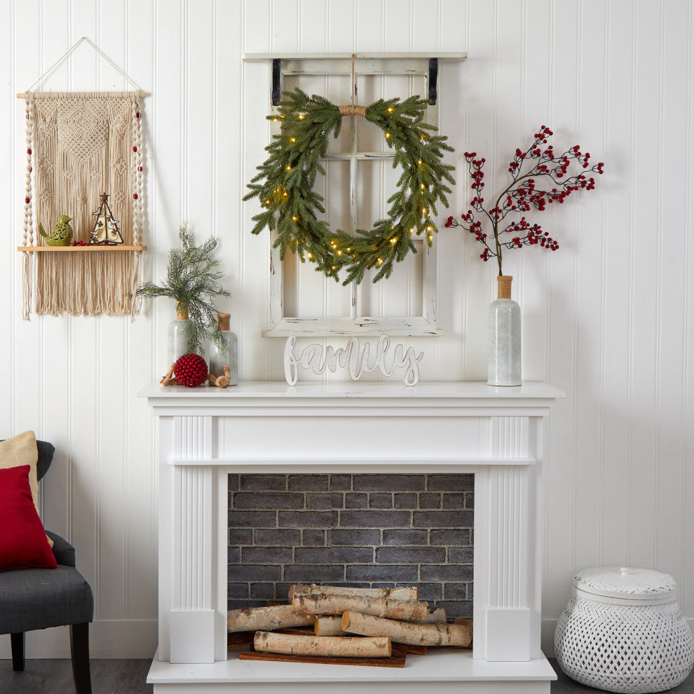 24" Holiday Christmas Pre-Lit Cascading Pine Wreath