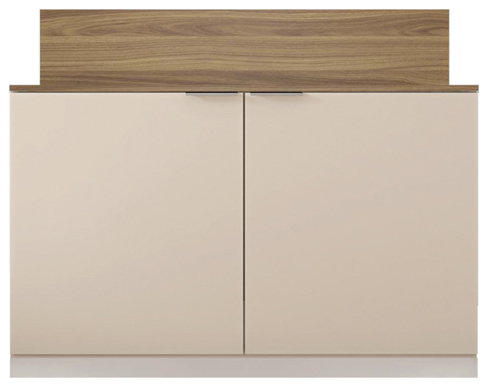 Benzara UPT-271306 Wood Accent Cabinet Console, 2 Doors, Beige, Walnut