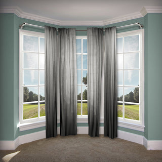 1" Pipe Bay Window Curtain Rod, Black, 87"-160"