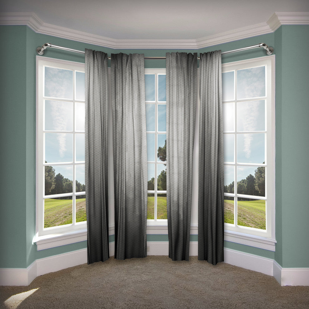 1" Pipe Bay Window Curtain Rod, Black, 87"-160"