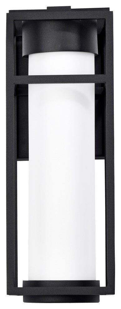Ledges 6W LED Medium Wall Lantern, Matte Black/White Opal Glass