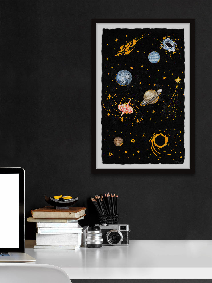 "Dark Outer Space" Framed Painting Print, 8x12