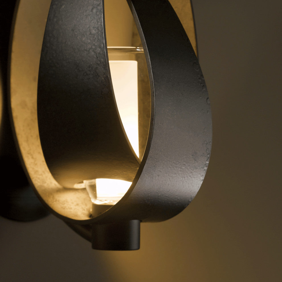 Corona Large Sconce, Dark Smoke Finish, Clear Glass with Frosted Diffuser