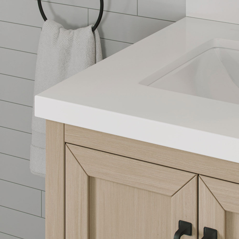 The Asher Bathroom Vanity, Oak, 55", Double Sink, Freestanding