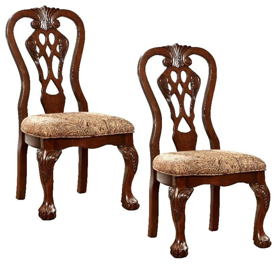 Furniture of America Wilson Wood Padded Dining Chair in Brown Cherry (Set of 2)