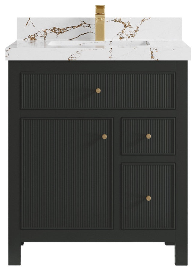 Sonoma 30" Single Sink Bath Vanity in Black Top, 2"  Viola Brown