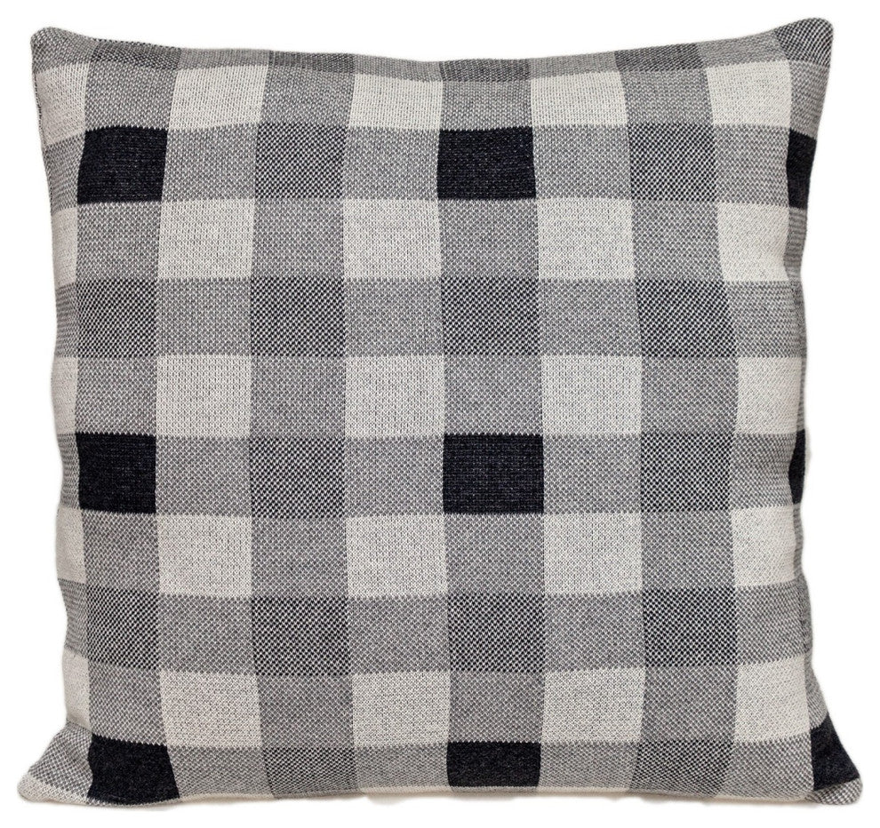 Lead Grey Checkered Pillow