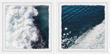 "Midnight Blue Wave II" Diptych Framed Painting Prints, 36"x18", 2-Piece Set