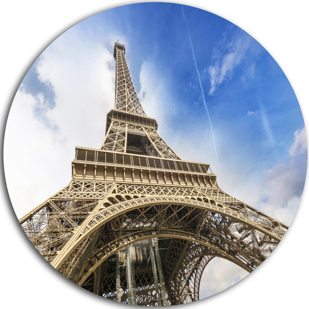 Fantastic View Of Paris Eiffel Tower From Ground, Round Wall Art, 23"