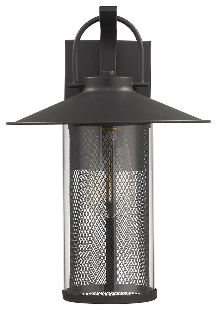 ELIJAH Industrial-style 1 Light Textured Black Outdoor Wall Sconce 14"