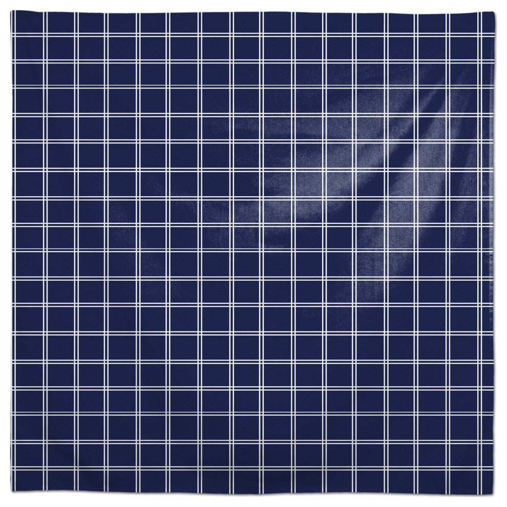 Navy and White Grid 58x58 Tablecloth