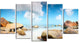 "Rocky Blue Seashore Panorama" Wall Art Landscape, 5 Panels, 60"x32"
