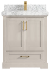 Boston 30" Single Sink Bath Vanity in Fine Grain 2" Carrara Marble