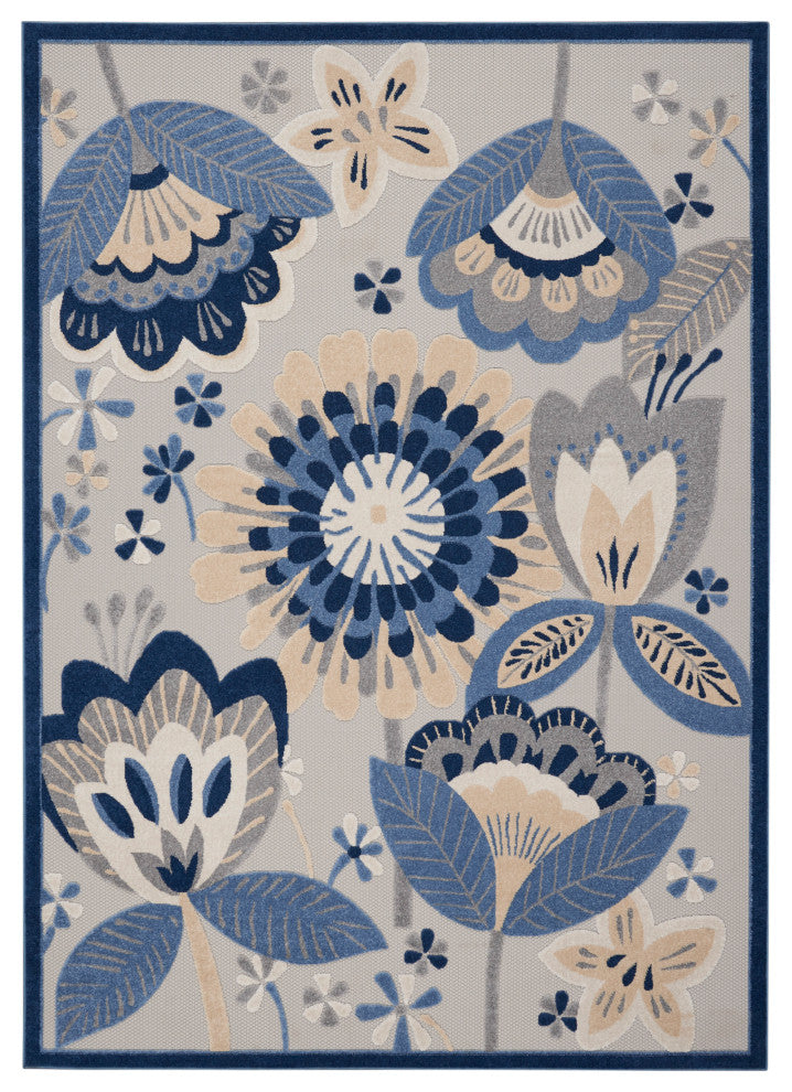 Nourison Aloha 7' x 10' Blue/Grey Contemporary Area Rug