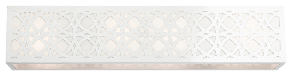 Polished Chrome Fretwork, Ornamental, Transitional, Sophisticated Vanity Sconce