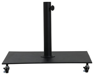 Fiji Patio Umbrella and Base, White, Matte Black Pole, Matte Black Belize Base