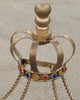 Jeweled Crown Gold Iron Dog Feeder Dish, Pet Canopy Metal Royal Bowl