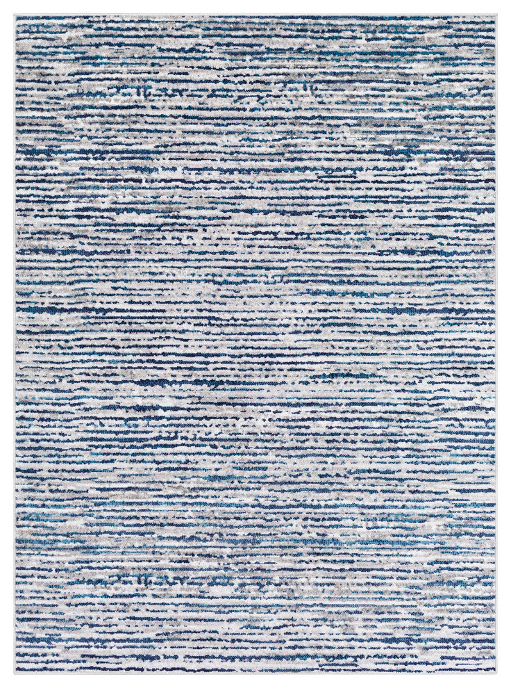 Monte Carlo Transitional Navy, Sky Blue Area Rug, 7'10"x10'3"