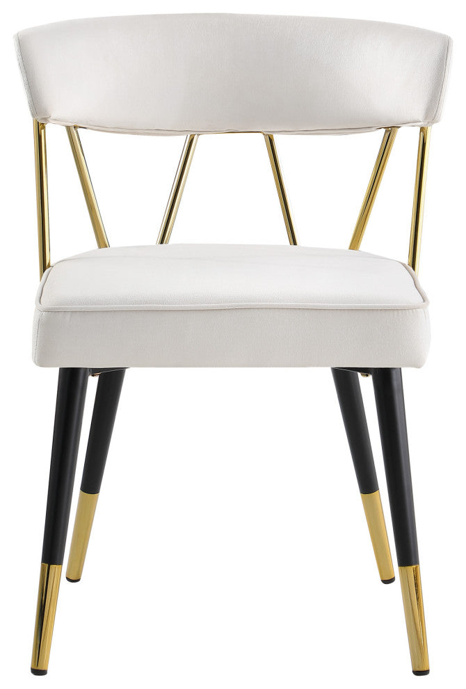 Antoine Glam Dining Chair With Gold Accents, Set of 2, Cream Velvet