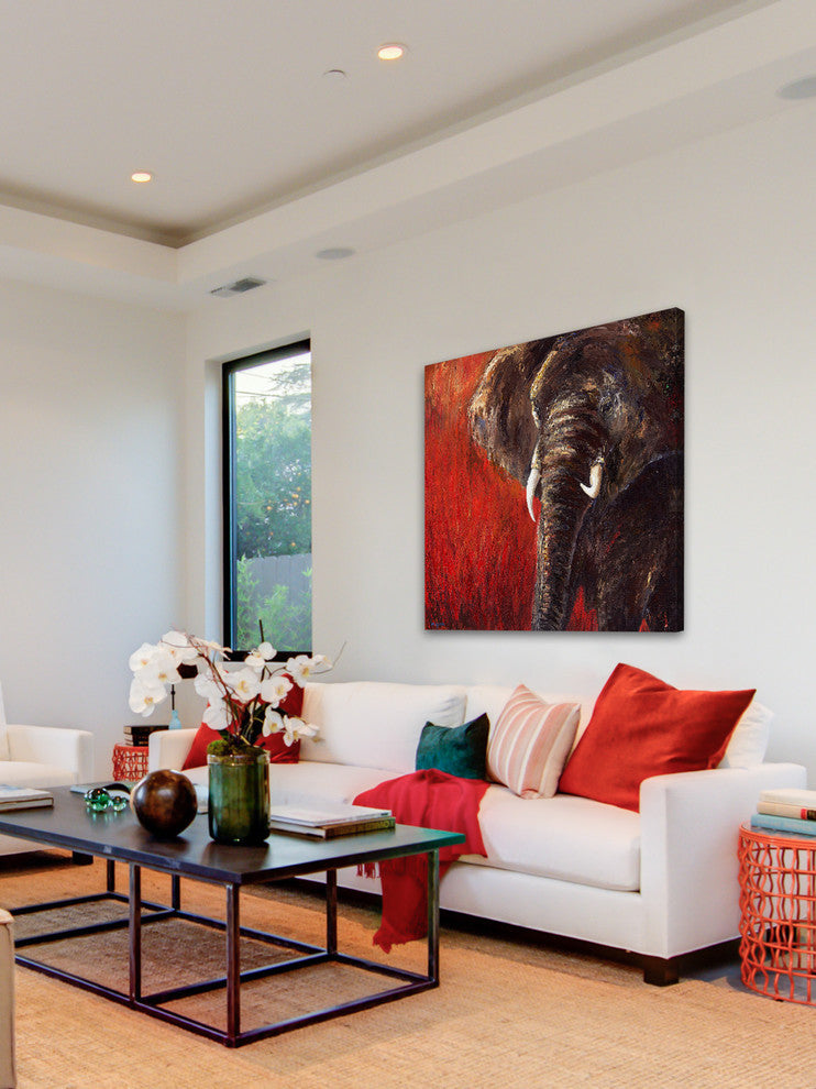 Marmont Hill, "Red Tranquility" by Bergerac Painting on Wrapped Canvas, 40x40