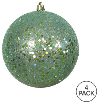 Vickerman 4.75" Seafoam Sequin Ball Ornament, 4 per Bag