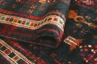Fine Vintage Distressed Ediz Charcoal/Beige Runner, 3'3x7'5