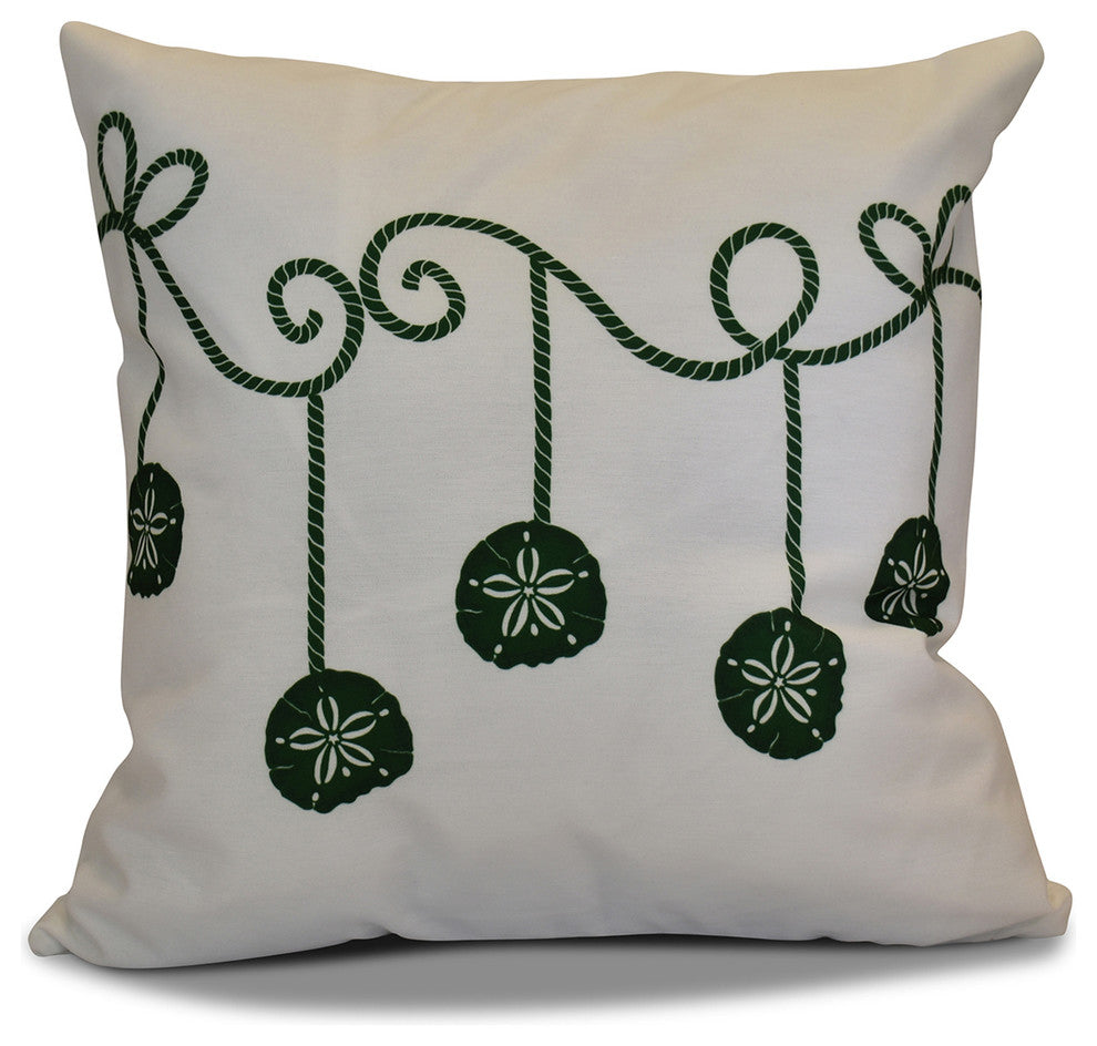 Decorative Holiday Pillow Geometric Print, Green, 16"x16"